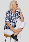 Rabe Floral Print Top, Navy and White
