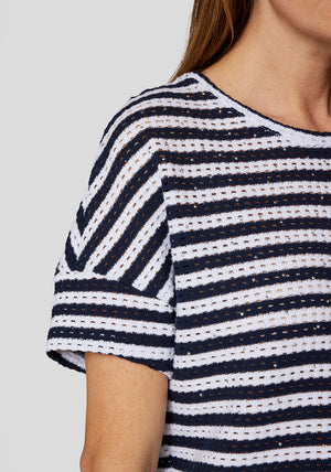 Rabe Striped Embellished Sweater, Navy and White