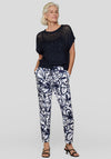 Rabe Floral Slim Leg Trousers, Navy