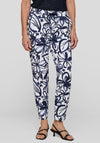 Rabe Floral Slim Leg Trousers, Navy