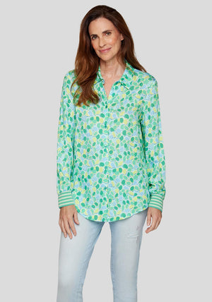 Rabe Abstract Print Buttoned Blouse, Green Multi