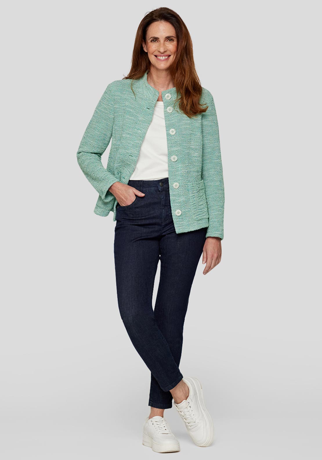 Rabe Textured Buttoned Jacket, Green