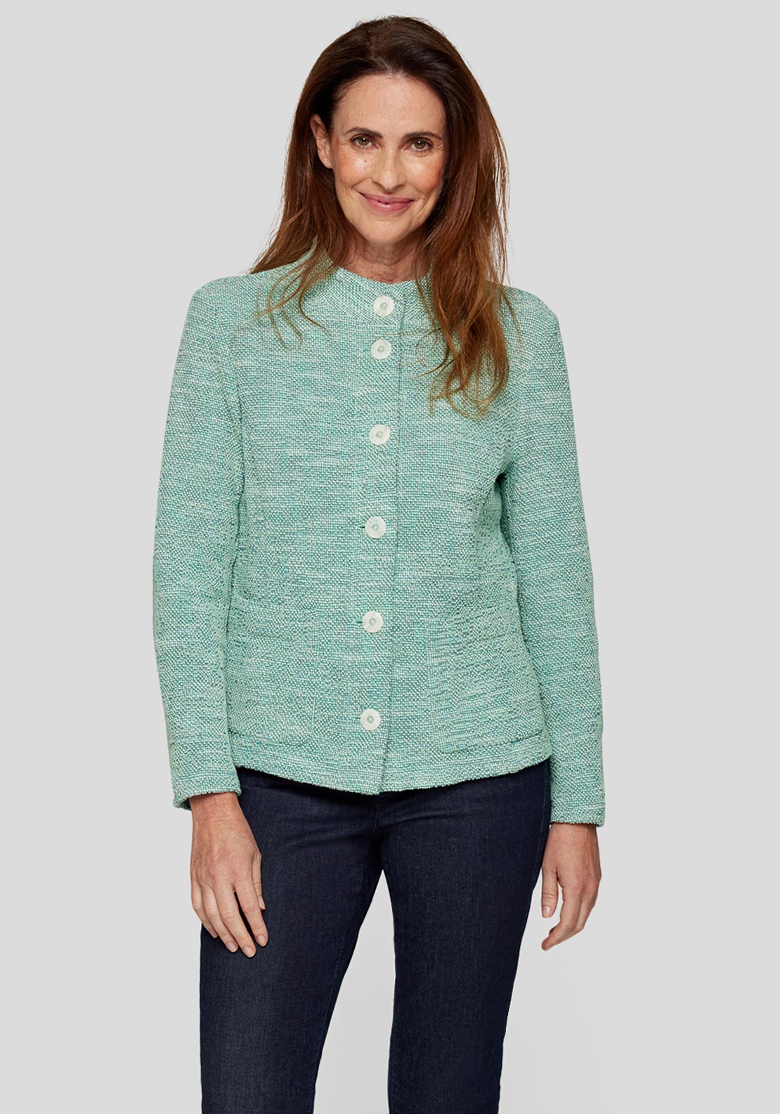 Rabe Textured Buttoned Jacket, Green