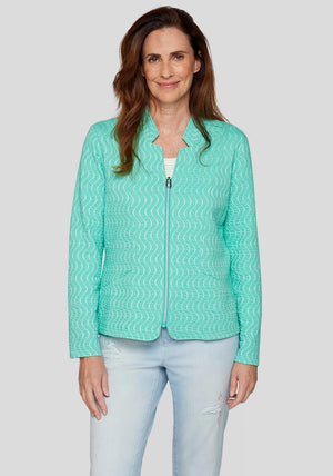 Rabe Wavy Print Zipped Jacket, Turquoise