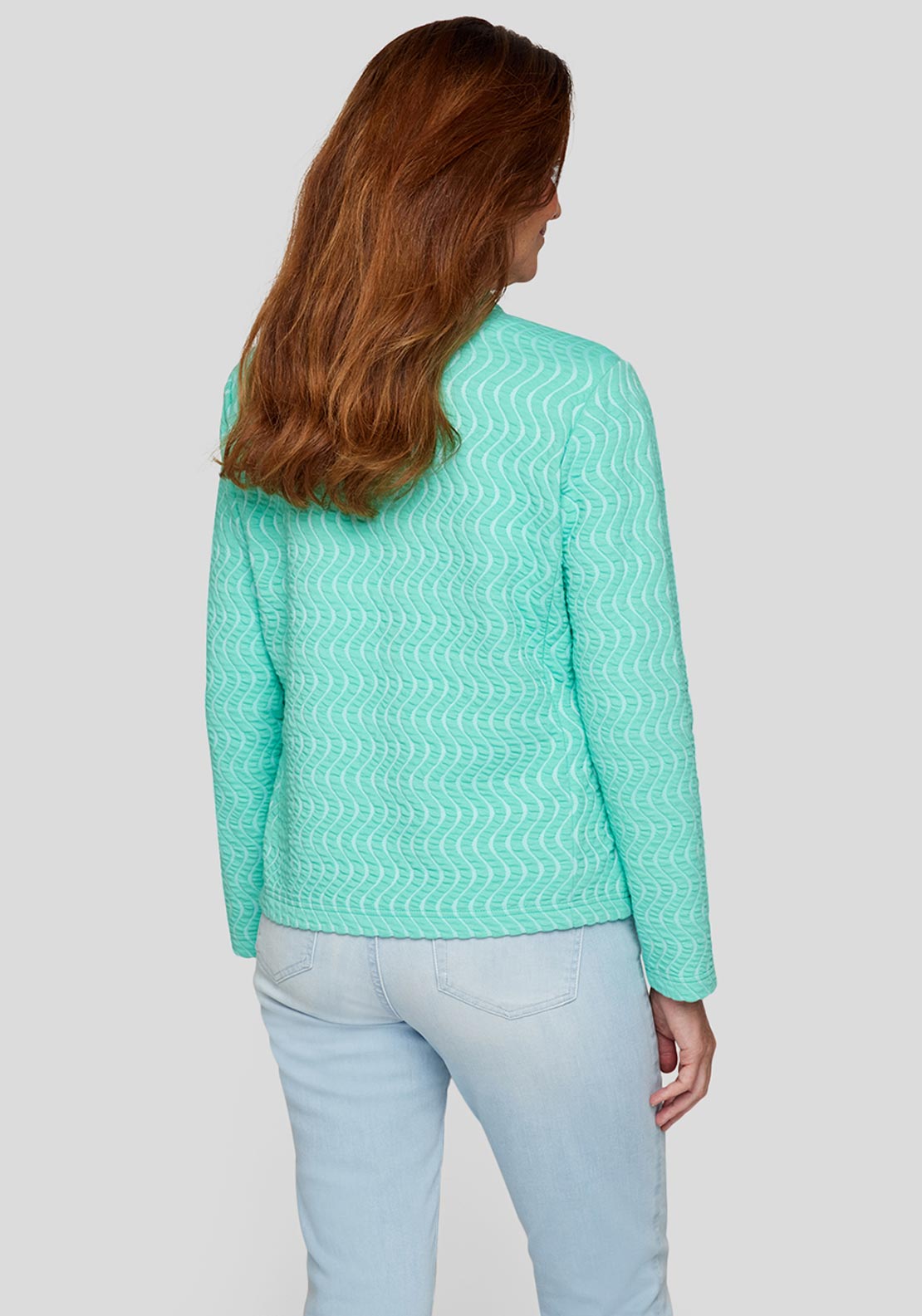 Rabe Wavy Print Zipped Jacket, Turquoise