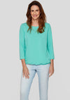 Rabe Elasticated Round Neck Top, Turquoise
