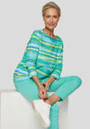Rabe Striped Textured Top, Green Multi