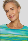 Rabe Striped Textured Top, Green Multi
