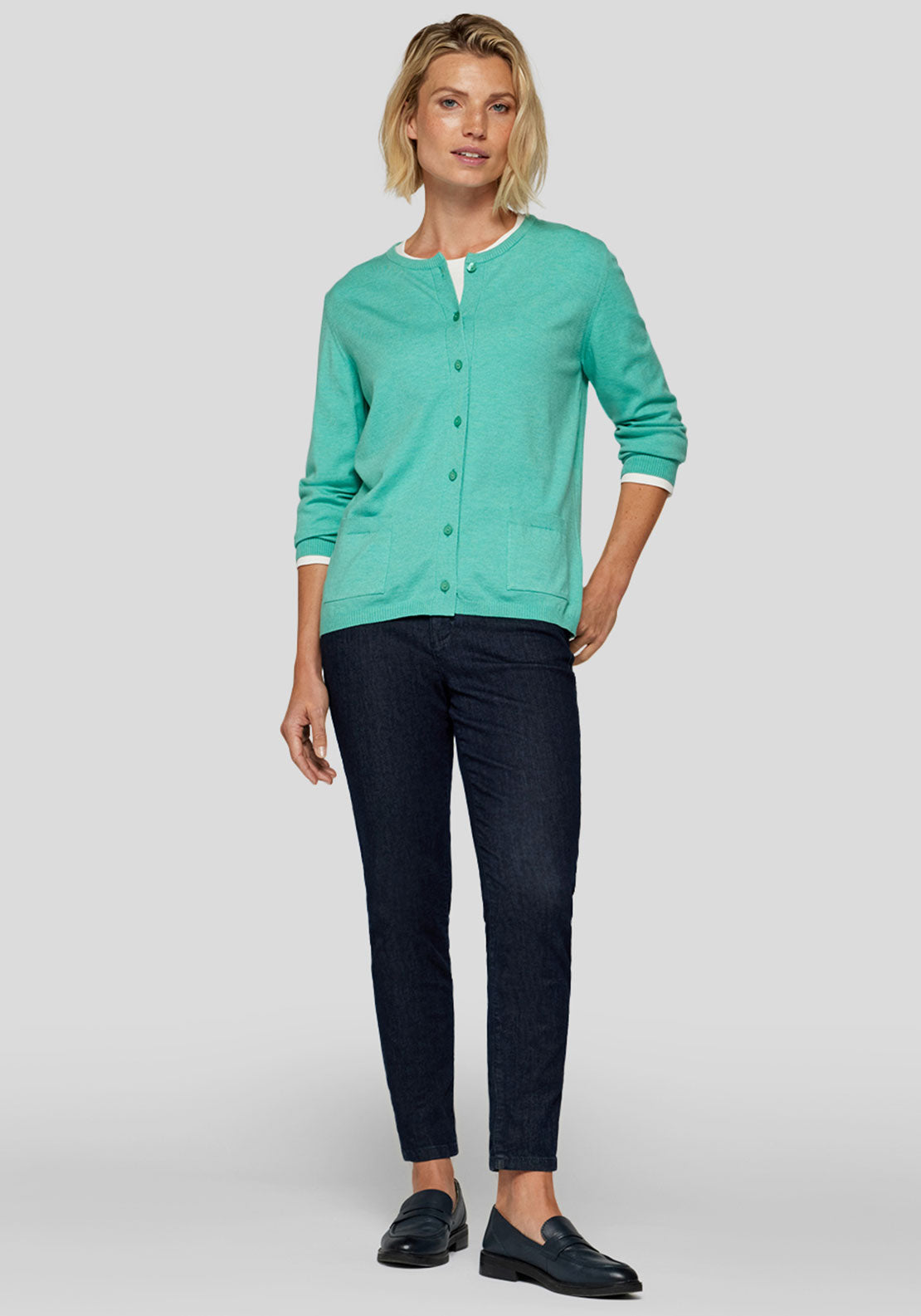 Rabe Soft Knit Cardigan, Turquoise