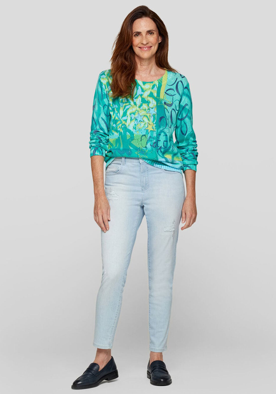 Rabe Abstract Print Knit Jumper, Blue Multi