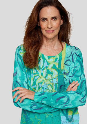 Rabe Abstract Print Knit Jumper, Blue Multi