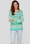 Rabe Striped Textured Knit Jumper, Green Multi