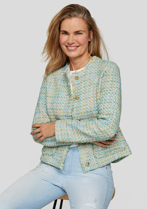 Rabe Boucle Buttoned Jacket, Green Multi