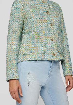 Rabe Boucle Buttoned Jacket, Green Multi