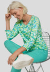 Rabe Abstract Leaf Print Top, Green Multi