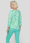 Rabe Abstract Leaf Print Top, Green Multi