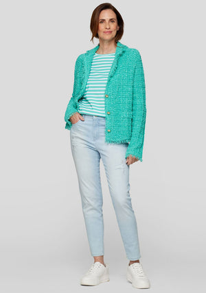 Rabe Textured Buttoned Jacket, Turquoise