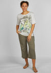 Rabe Tropical Print Stripe Top, Khaki Multi