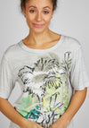 Rabe Tropical Print Stripe Top, Khaki Multi
