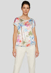 Rabe Floral Print Contrast Back Top, Beige
