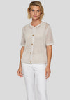 Rabe Metallic Short Sleeve Cardigan, Beige