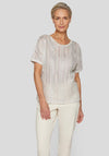 Rabe Metallic Knit Front Top, Beige