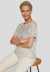 Rabe Metallic Knit Front Top, Beige