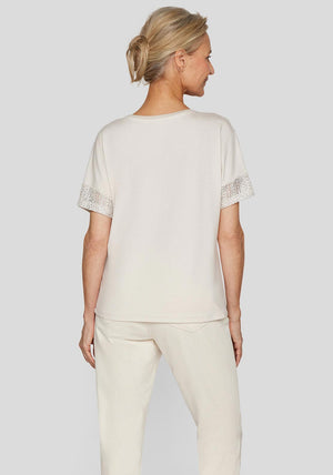 Rabe Metallic Knit Front Top, Beige