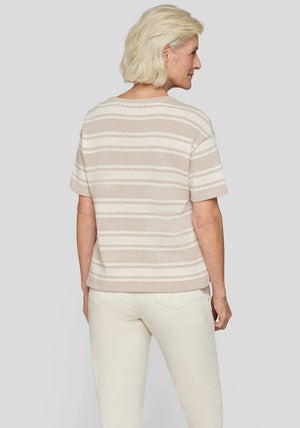 Rabe Embellished Striped Top, Beige and White