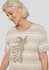Rabe Embellished Striped Top, Beige and White