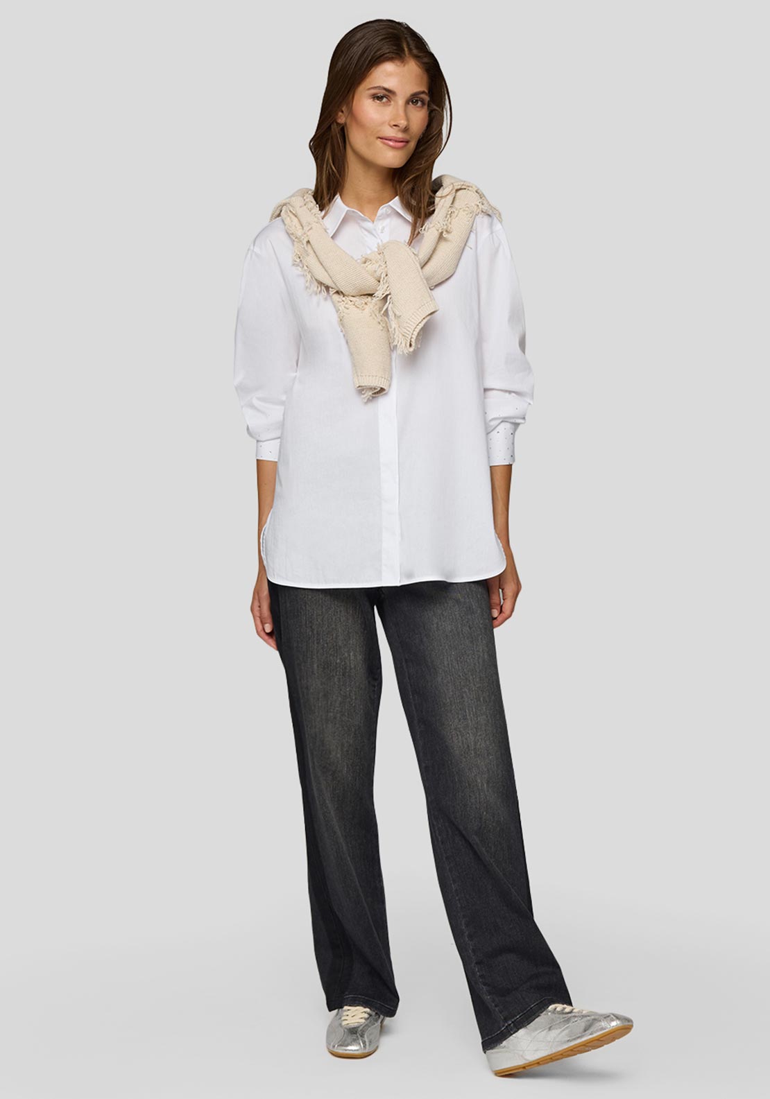Rabe Embellished Sleeve Shirt, White