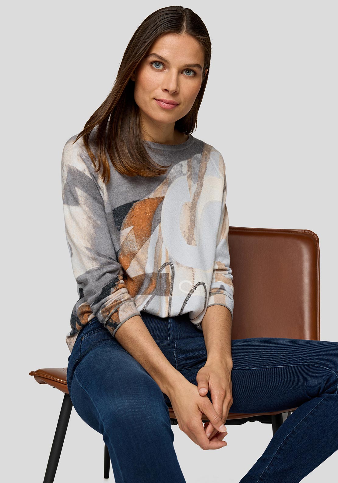 Rabe Abstract Print Sweatshirt, Grey