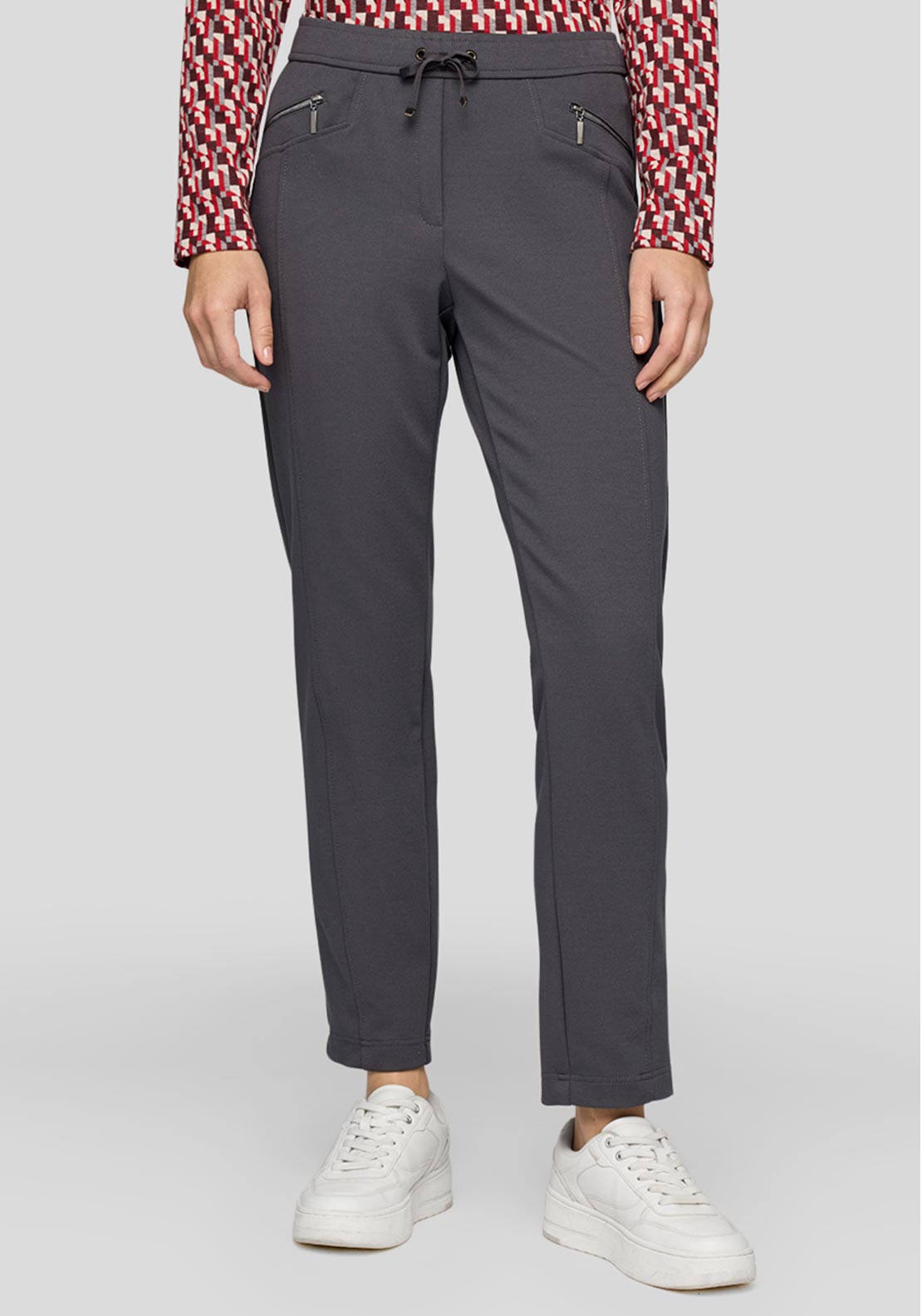 Rabe Zipped Slim Leg Trousers, Grey