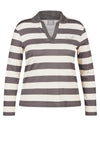 Rabe Striped Collar Top, Grey and White