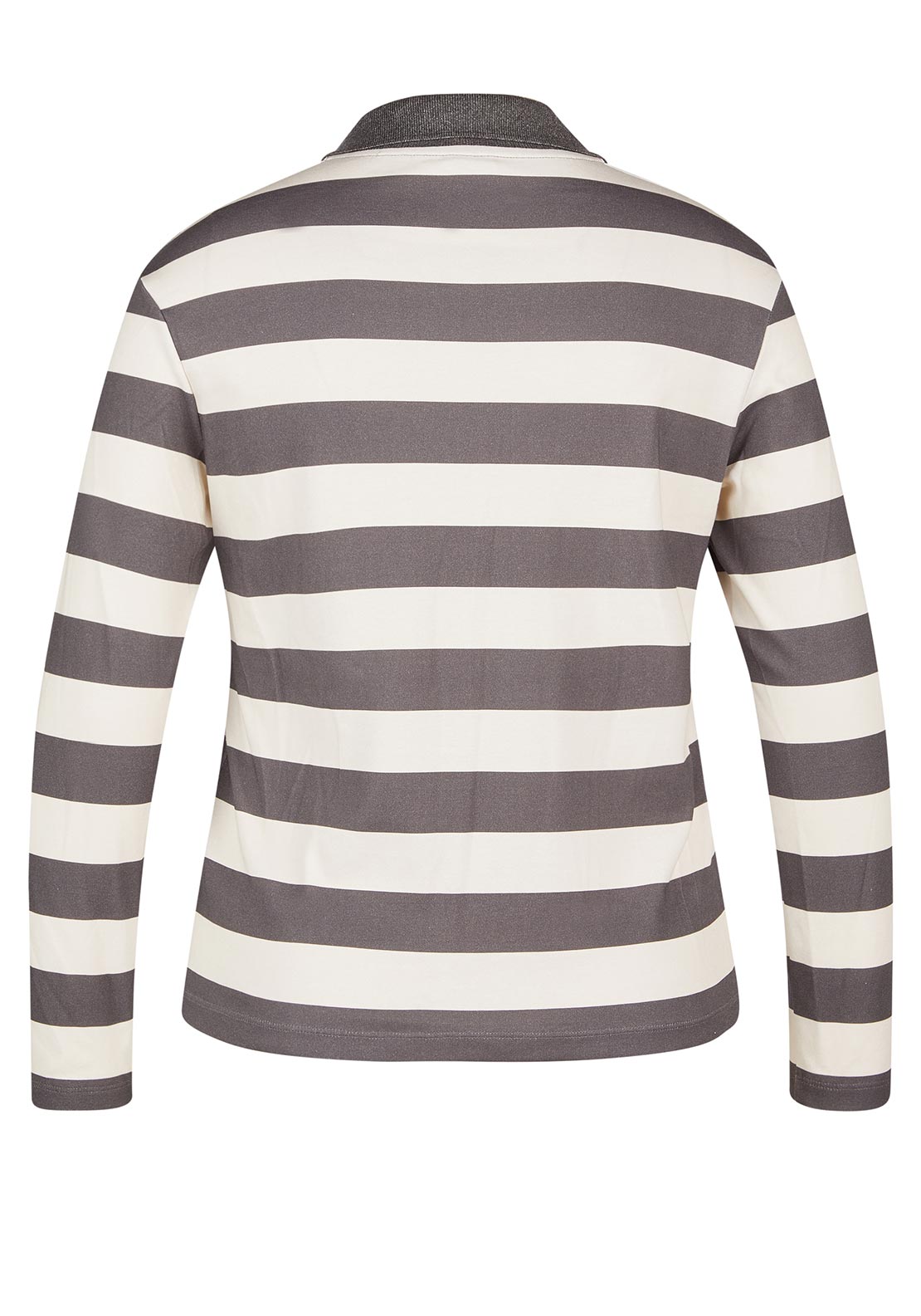 Rabe Striped Collar Top, Grey and White