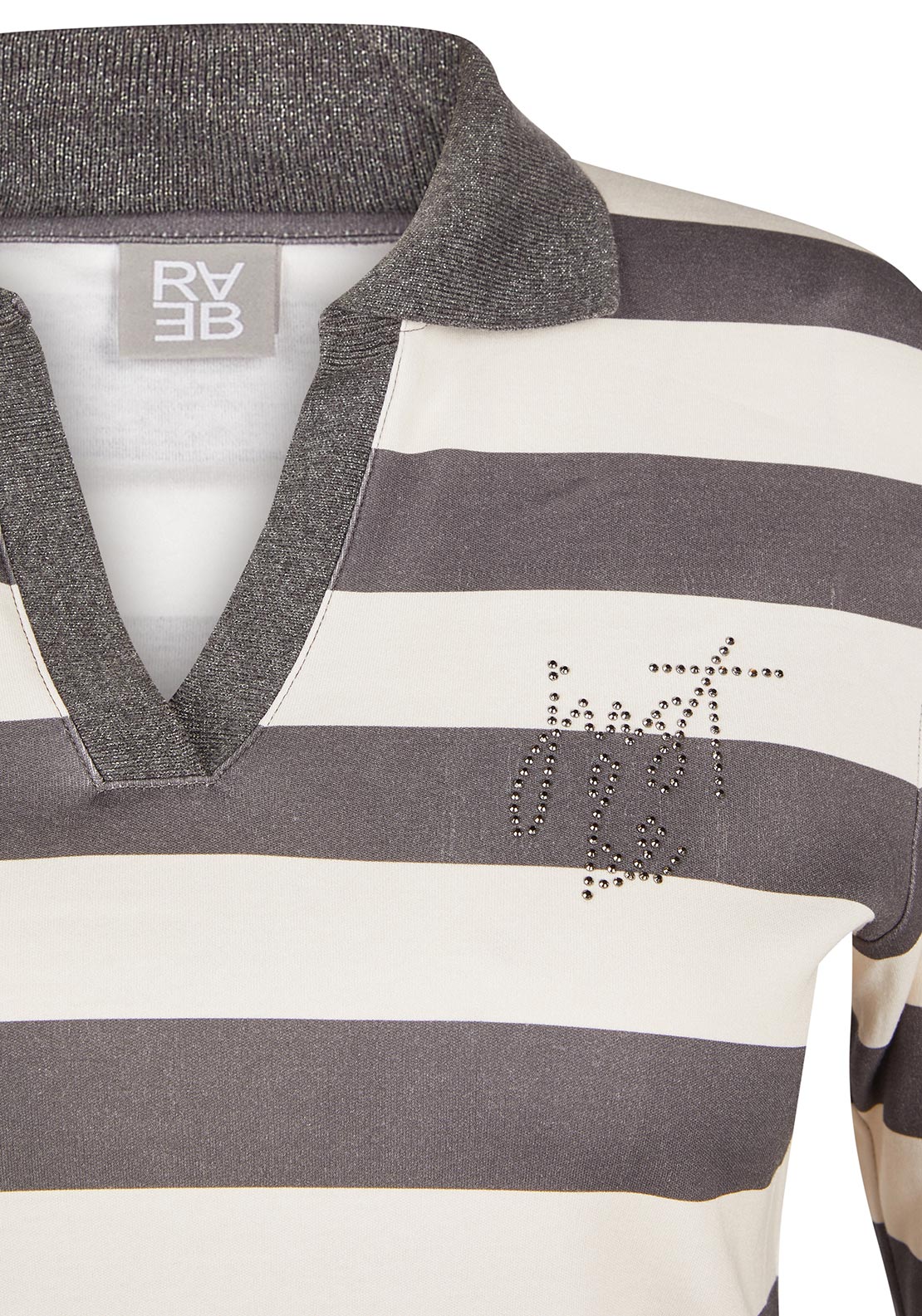 Rabe Striped Collar Top, Grey and White