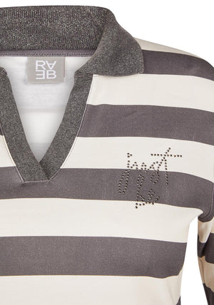 Rabe Striped Collar Top, Grey and White