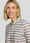 Rabe Zip Detail Striped Print Top, Grey and White