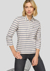 Rabe Zip Detail Striped Print Top, Grey and White