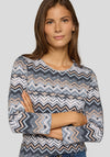 Rabe Chevron Stripe Long Sleeve Top, Grey