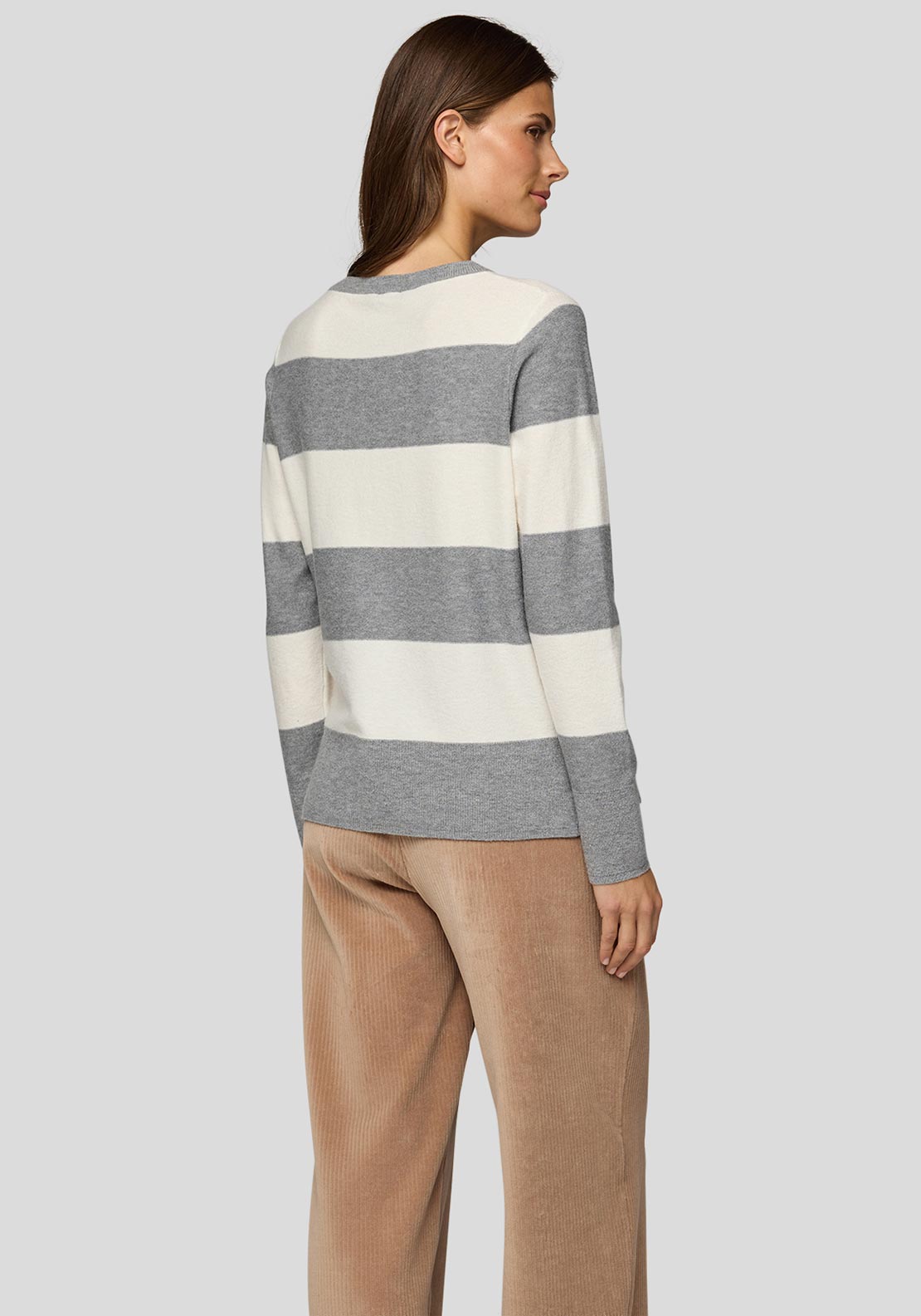 Rabe Embellished Striped Print Sweater, Grey and Cream