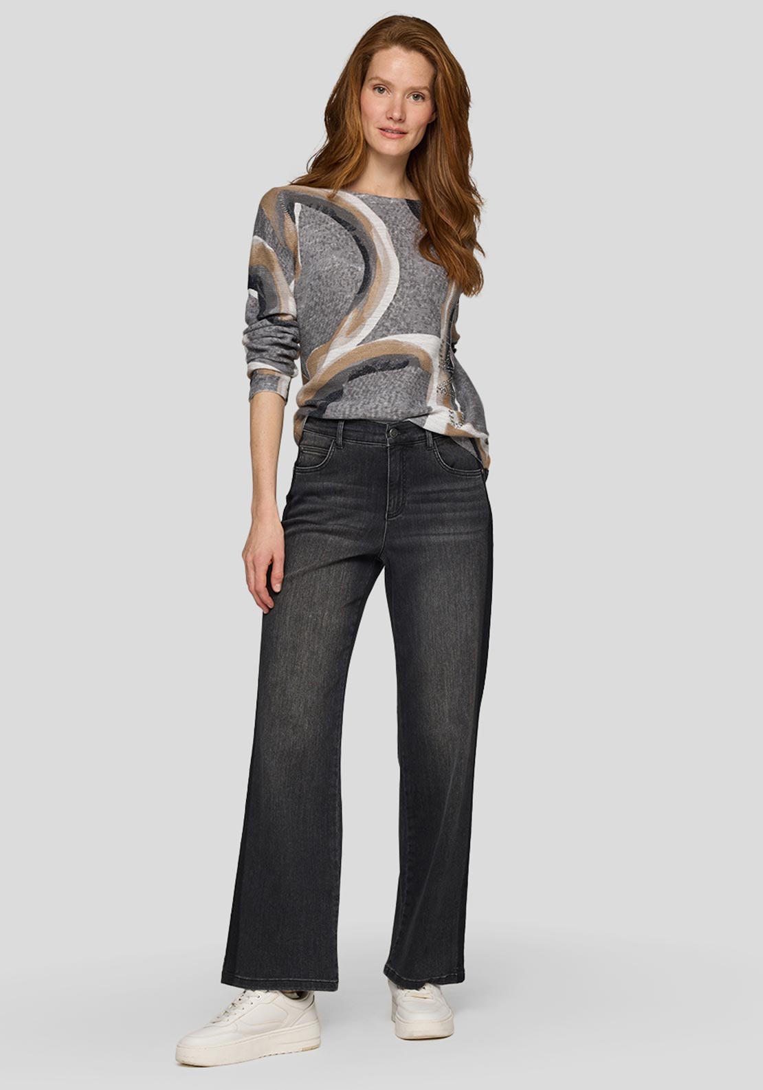 Rabe Abstract Print Sweater, Grey Multi