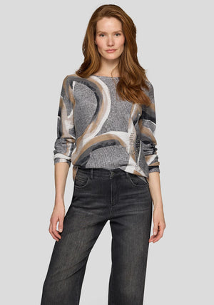 Rabe Abstract Print Sweater, Grey Multi