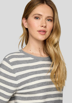 Rabe Striped Lightweight Sweater, Grey and White