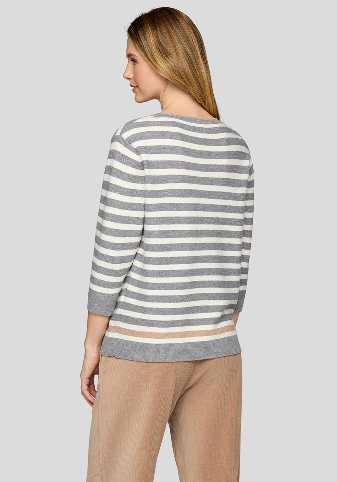 Rabe Striped Lightweight Sweater, Grey and White