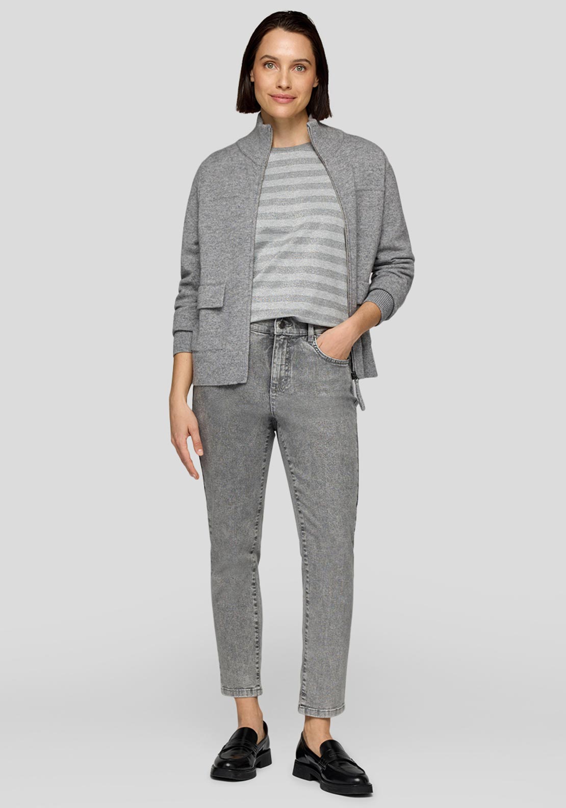 Rabe Zipped Wool Blend Jacket, Grey