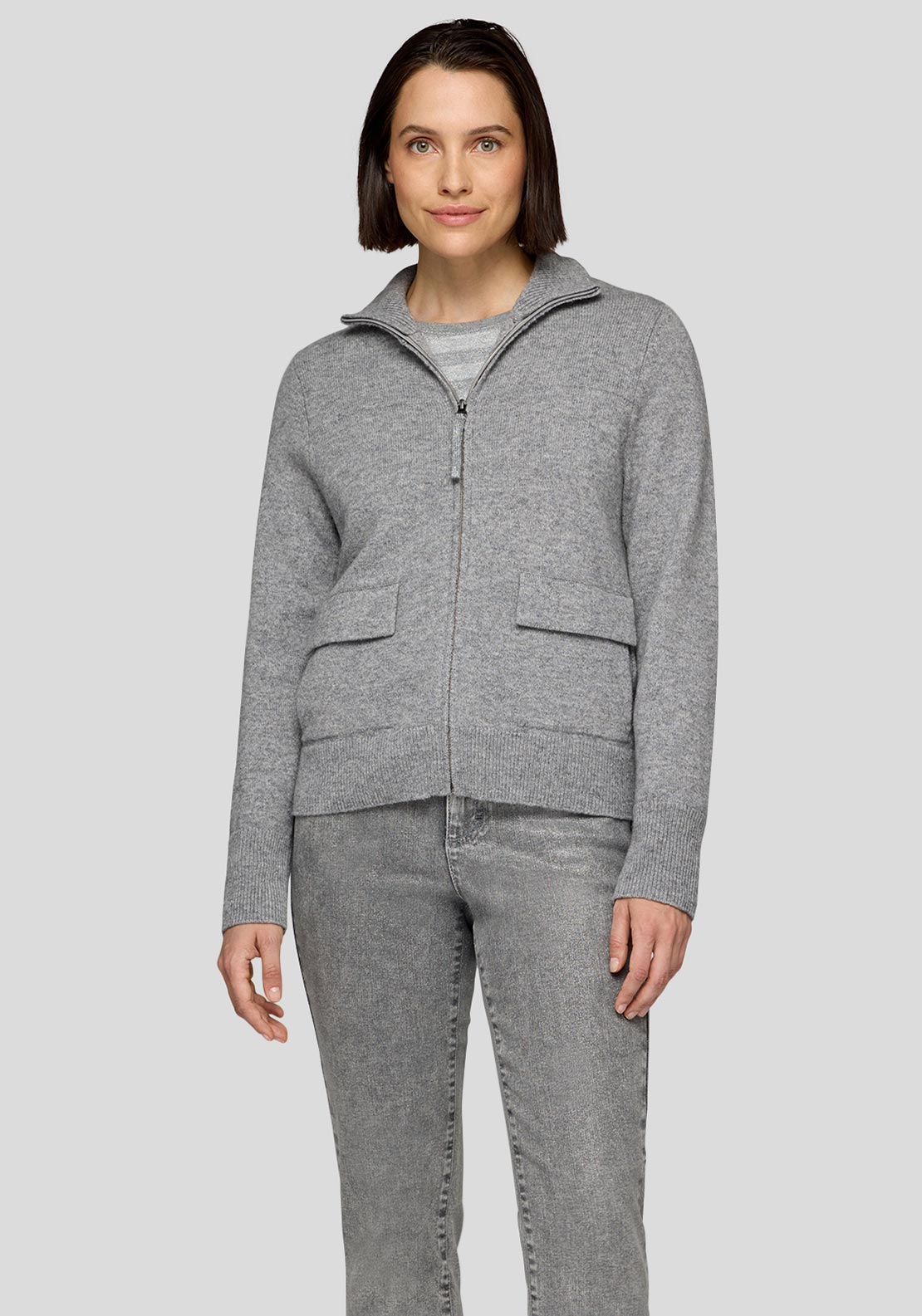 Rabe Zipped Wool Blend Jacket, Grey