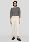 Rabe Striped Round Neck Top, Black and White