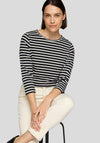 Rabe Striped Round Neck Top, Black and White