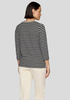 Rabe Striped Round Neck Top, Black and White